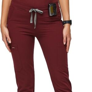 FIGS YOLA Skinny Scrub Pants for Women — XXS, Burgundy